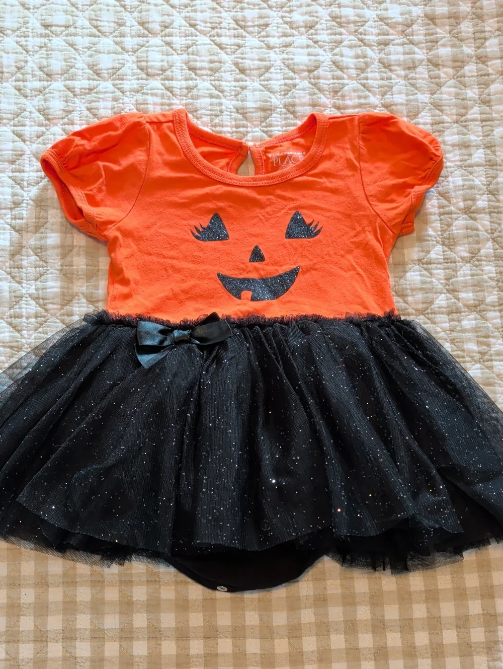 The Children's Place Orange & Black Jack-O'-Lantern Tutu Dress